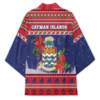 Cayman Islands Christmas Kimono Coat Of Arms With Poinsettia - Wonder Print Shop