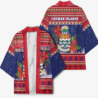 Cayman Islands Christmas Kimono Coat Of Arms With Poinsettia - Wonder Print Shop
