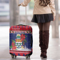 Cayman Islands Christmas Luggage Cover Coat Of Arms With Poinsettia - Wonder Print Shop
