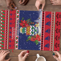 Cayman Islands Christmas Puzzle Coat Of Arms With Poinsettia - Wonder Print Shop