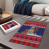Cayman Islands Christmas Puzzle Coat Of Arms With Poinsettia - Wonder Print Shop