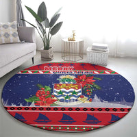 Cayman Islands Christmas Round Carpet Coat Of Arms With Poinsettia - Wonder Print Shop