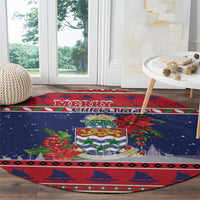 Cayman Islands Christmas Round Carpet Coat Of Arms With Poinsettia - Wonder Print Shop