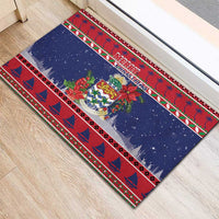 Cayman Islands Christmas Rubber Doormat Coat Of Arms With Poinsettia - Wonder Print Shop