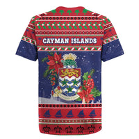 Cayman Islands Christmas Rugby Jersey Coat Of Arms With Poinsettia - Wonder Print Shop