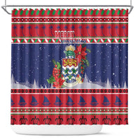Cayman Islands Christmas Shower Curtain Coat Of Arms With Poinsettia - Wonder Print Shop