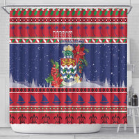 Cayman Islands Christmas Shower Curtain Coat Of Arms With Poinsettia - Wonder Print Shop