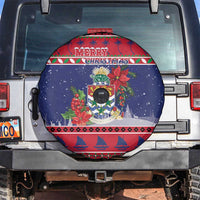 Cayman Islands Christmas Spare Tire Cover Coat Of Arms With Poinsettia - Wonder Print Shop