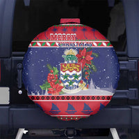 Cayman Islands Christmas Spare Tire Cover Coat Of Arms With Poinsettia - Wonder Print Shop