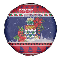 Cayman Islands Christmas Spare Tire Cover Coat Of Arms With Poinsettia - Wonder Print Shop