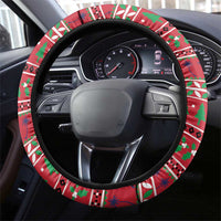 Cayman Islands Christmas Steering Wheel Cover Coat Of Arms With Poinsettia - Wonder Print Shop