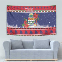 Cayman Islands Christmas Tapestry Coat Of Arms With Poinsettia - Wonder Print Shop