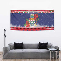 Cayman Islands Christmas Tapestry Coat Of Arms With Poinsettia - Wonder Print Shop