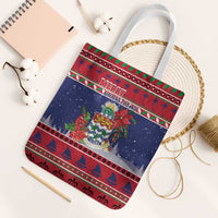 Cayman Islands Christmas Tote Bag Coat Of Arms With Poinsettia - Wonder Print Shop