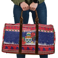 Cayman Islands Christmas Travel Bag Coat Of Arms With Poinsettia - Wonder Print Shop