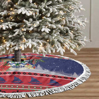 Cayman Islands Christmas Tree Skirt Coat Of Arms With Poinsettia - Wonder Print Shop