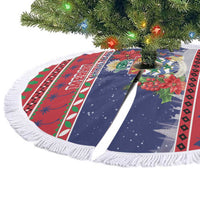 Cayman Islands Christmas Tree Skirt Coat Of Arms With Poinsettia - Wonder Print Shop