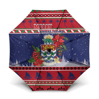 Cayman Islands Christmas Umbrella Coat Of Arms With Poinsettia - Wonder Print Shop