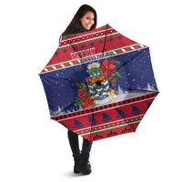 Cayman Islands Christmas Umbrella Coat Of Arms With Poinsettia - Wonder Print Shop