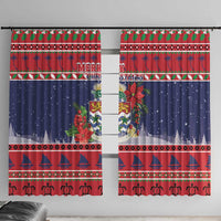Cayman Islands Christmas Window Curtain Coat Of Arms With Poinsettia - Wonder Print Shop