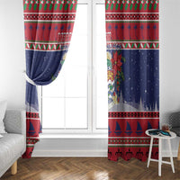 Cayman Islands Christmas Window Curtain Coat Of Arms With Poinsettia - Wonder Print Shop