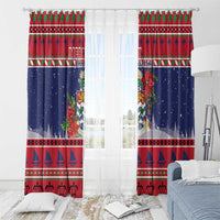 Cayman Islands Christmas Window Curtain Coat Of Arms With Poinsettia - Wonder Print Shop