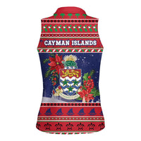 Cayman Islands Christmas Women Sleeveless Polo Shirt Coat Of Arms With Poinsettia - Wonder Print Shop