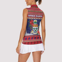 Cayman Islands Christmas Women Sleeveless Polo Shirt Coat Of Arms With Poinsettia - Wonder Print Shop