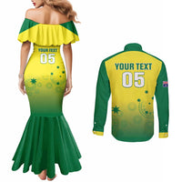 Custom Australia Cricket Couples Matching Mermaid Dress and Long Sleeve Button Shirt Go Champions Aussies
