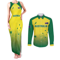 Custom Australia Cricket Couples Matching Tank Maxi Dress and Long Sleeve Button Shirt Go Champions Aussies LT05 - Wonder Print Shop
