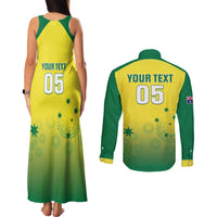 Custom Australia Cricket Couples Matching Tank Maxi Dress and Long Sleeve Button Shirt Go Champions Aussies LT05 - Wonder Print Shop