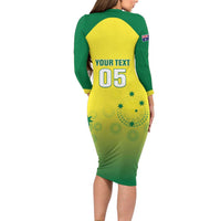 Custom Australia Cricket Family Matching Long Sleeve Bodycon Dress and Hawaiian Shirt Go Champions Aussies LT05 - Wonder Print Shop