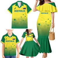 Custom Australia Cricket Family Matching Mermaid Dress and Hawaiian Shirt Go Champions Aussies LT05 - Wonder Print Shop