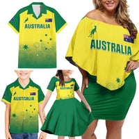 Custom Australia Cricket Family Matching Off Shoulder Short Dress and Hawaiian Shirt Go Champions Aussies LT05 - Wonder Print Shop
