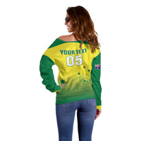 Custom Australia Cricket Off Shoulder Sweater Go Champions Aussies LT05 - Wonder Print Shop