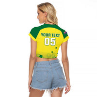 Custom Australia Cricket Raglan Cropped T Shirt Go Champions Aussies LT05 - Wonder Print Shop