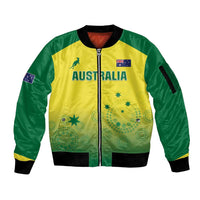 Custom Australia Cricket Sleeve Zip Bomber Jacket Go Champions Aussies LT05 - Wonder Print Shop