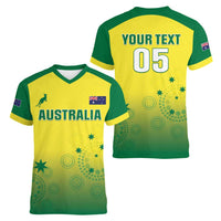 Custom Australia Cricket Women V-Neck T-Shirt Go Champions Aussies LT05 - Wonder Print Shop