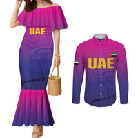Custom United Arab Emirates Cricket Couples Matching Mermaid Dress and Long Sleeve Button Shirt Go Champions Sporty Style
