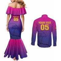 Custom United Arab Emirates Cricket Couples Matching Mermaid Dress and Long Sleeve Button Shirt Go Champions Sporty Style