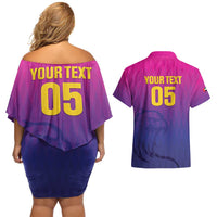 Custom United Arab Emirates Cricket Couples Matching Off Shoulder Short Dress and Hawaiian Shirt Go Champions Sporty Style LT05 - Wonder Print Shop