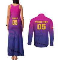 Custom United Arab Emirates Cricket Couples Matching Tank Maxi Dress and Long Sleeve Button Shirt Go Champions Sporty Style LT05 - Wonder Print Shop