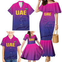 Custom United Arab Emirates Cricket Family Matching Mermaid Dress and Hawaiian Shirt Go Champions Sporty Style LT05 - Wonder Print Shop