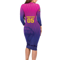 Custom United Arab Emirates Cricket Long Sleeve Bodycon Dress Go Champions Sporty Style LT05 - Wonder Print Shop