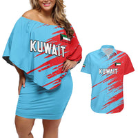 Custom Kuwait Cricket Couples Matching Off Shoulder Short Dress and Hawaiian Shirt Unique Style LT05 - Wonder Print Shop