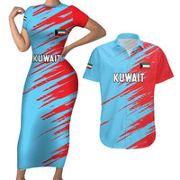 Custom Kuwait Cricket Couples Matching Short Sleeve Bodycon Dress and Hawaiian Shirt Unique Style LT05 - Wonder Print Shop