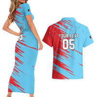 Custom Kuwait Cricket Couples Matching Short Sleeve Bodycon Dress and Hawaiian Shirt Unique Style LT05 - Wonder Print Shop