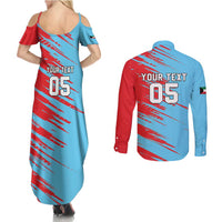 Custom Kuwait Cricket Couples Matching Summer Maxi Dress and Long Sleeve Button Shirt Unique Style LT05 - Wonder Print Shop