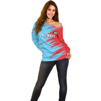 Custom Kuwait Cricket Off Shoulder Sweater Unique Style LT05 - Wonder Print Shop