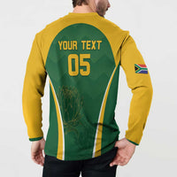 Custom South Africa Cricket Button Sweatshirt Go Champions Protea Pattern LT05 - Wonder Print Shop